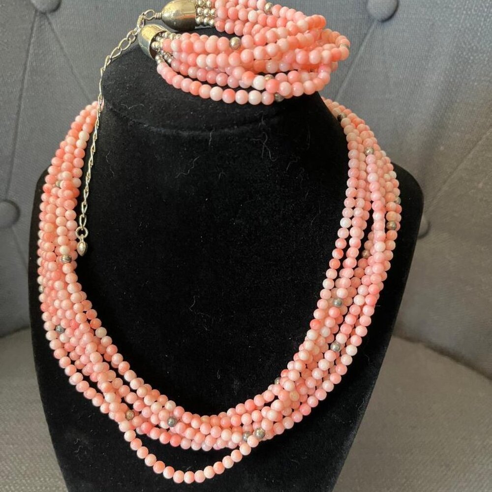Genuine Angel Skin Coral Torsade w/ matching bracelet